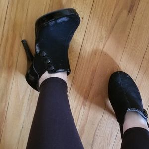 Metaphor trashed high heel platform bootie